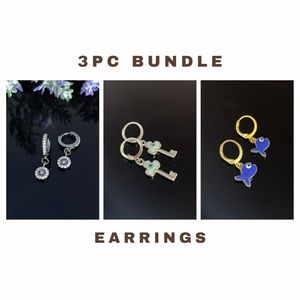 #70 3Pc Bundle of Earrings Minimalist Huggie Hoops